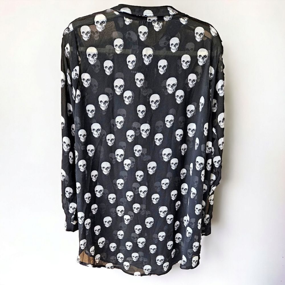 Torrid plus size chiffon school open sleeve but in front blouse. - Picture 11 of 16